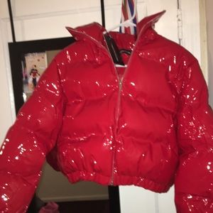 red vinyl puffer